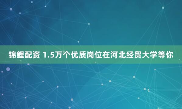 锦鲤配资 1.5万个优质岗位在河北经贸大学等你